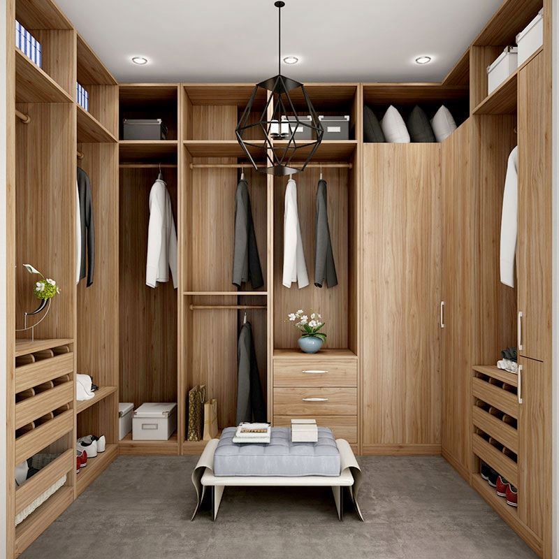 OPPEIN Freestanding Alibaba Full Bed Room With Modular Walk In Wood Clothes Open Door Wooden Wardrobe Modern