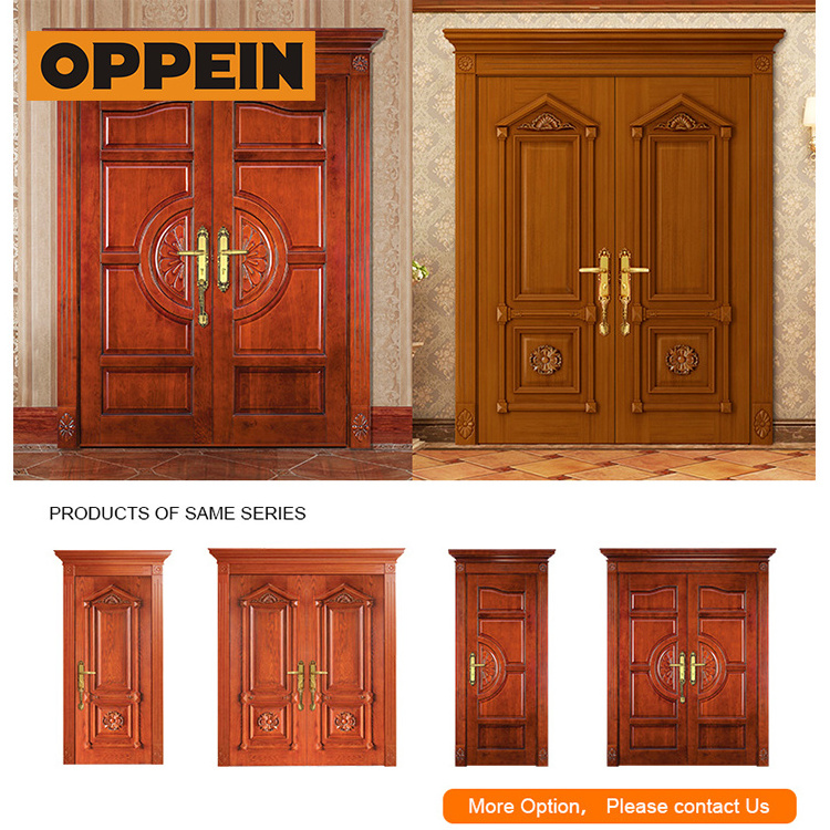 Oppein Indonesia price double teak solid wood main door designs