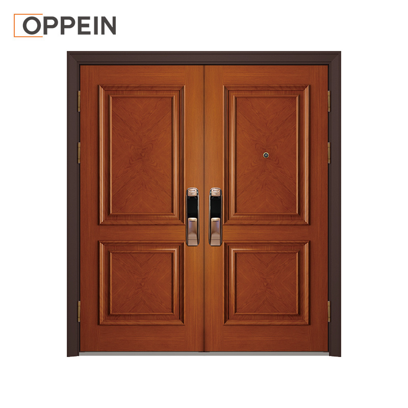 New Design Double Leaf Lacquer Wood Veneer Timber Entrance Door