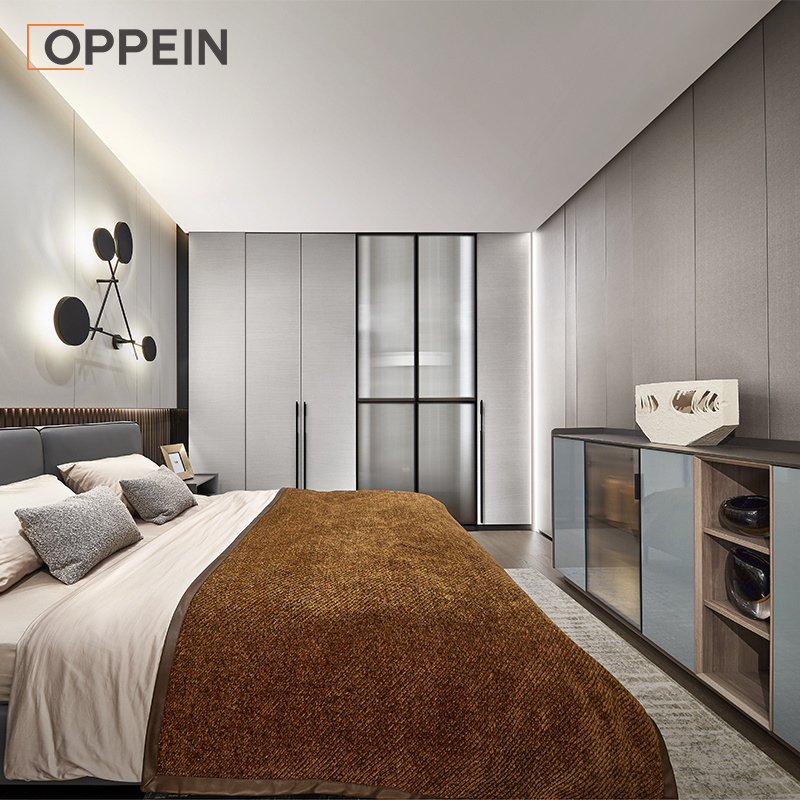 OPPEIN bedroom closet solid wood wardrobe cabinets wooden furniture