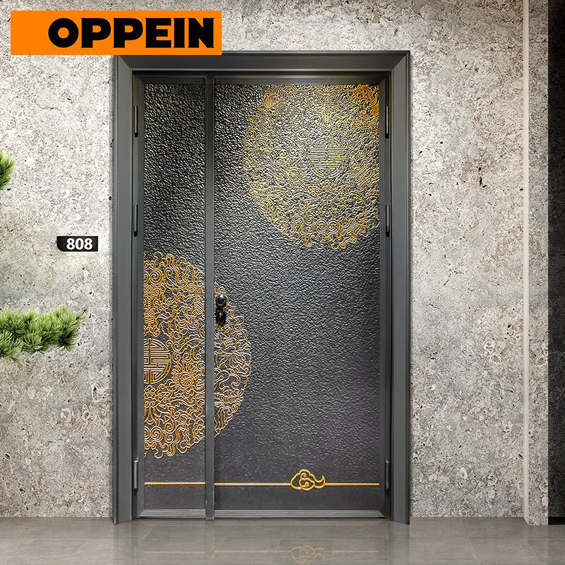 OPPEIN Luxury Steel Security Door Antithieft Gate Iron Armored Entrance Door Interior Door