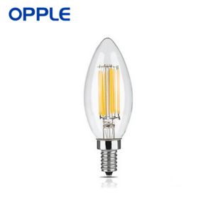 OPPLE 110V-120V 5.5W Dimmable LED Candle Filament Lamp 120W Equivalent 500lm Clear Daylight Chandelier Vintage E12 Bulb