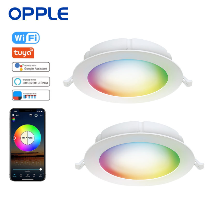 OPPLE 6 Inch Ultra Thin Wifi Led Ceiling Light Color Changeable Smart Led Recessed Ceiling Light Smart Downlight