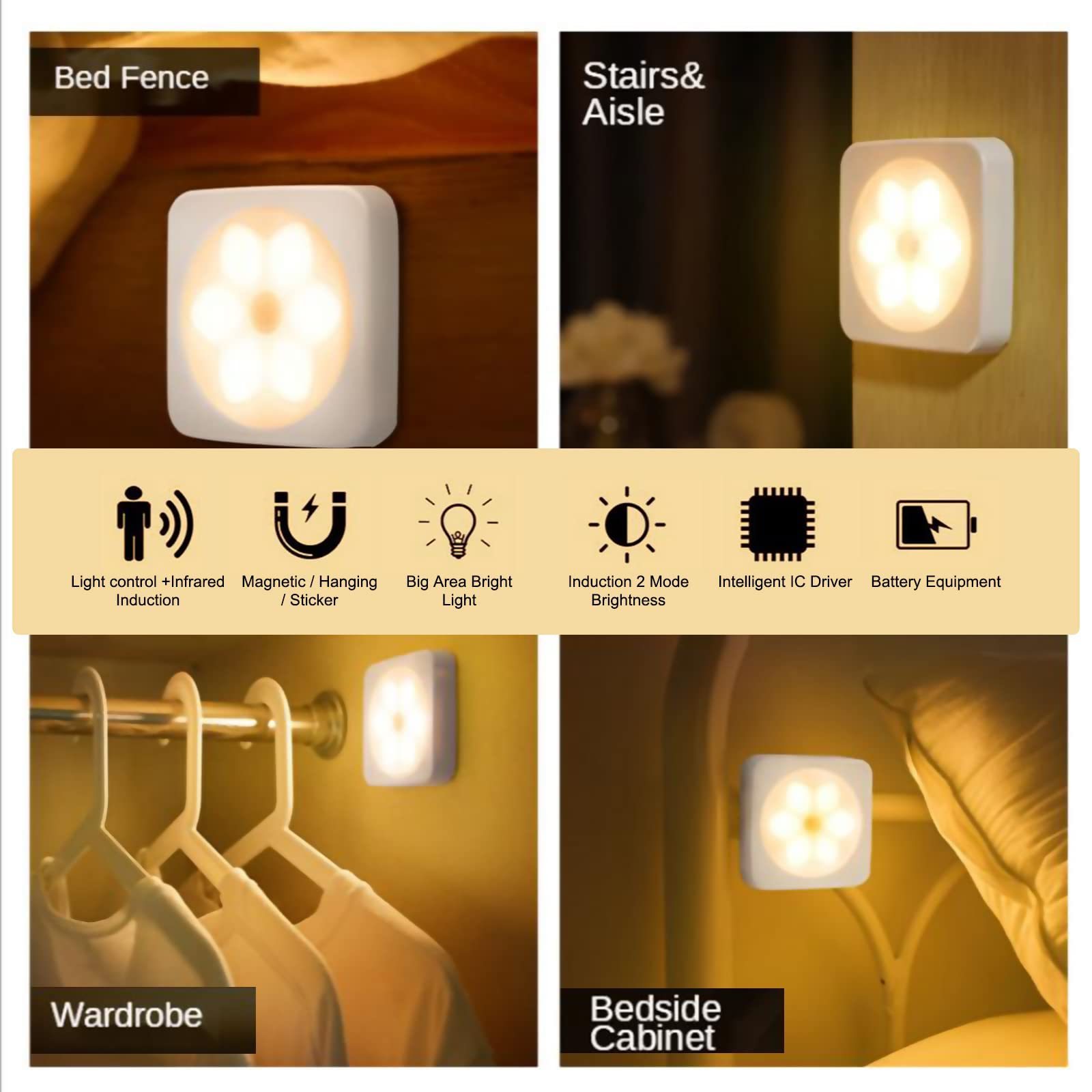 OPPLE Certificate Rechargeable Motion Sensor Light Bed Lamp Led Under Cabinet Night Light For Closet Stairs Kitchen