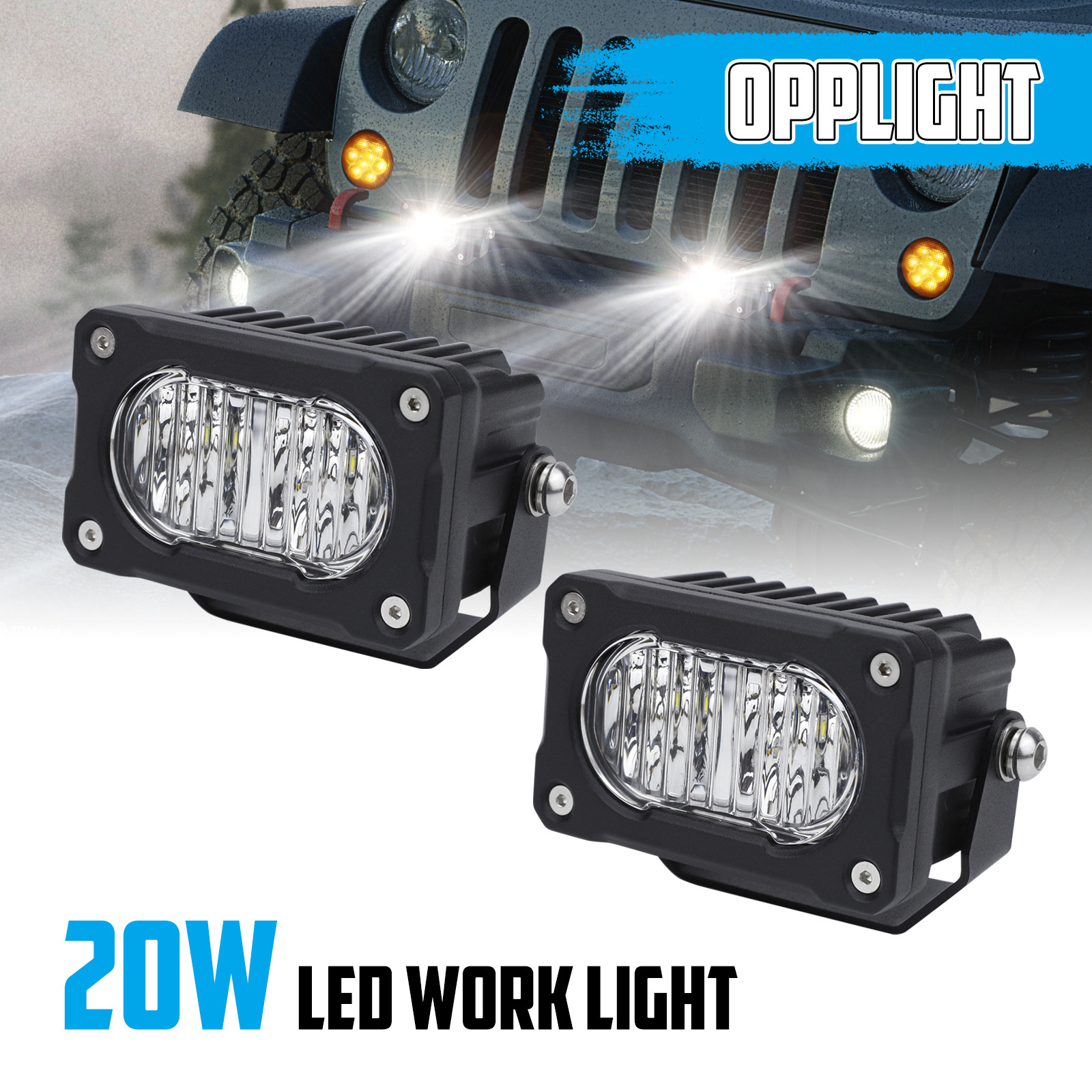 OPPLIGHT 3Inch LED Offroad Auxiliary Light Spot Combo beam 20W LED WORK LIGHT