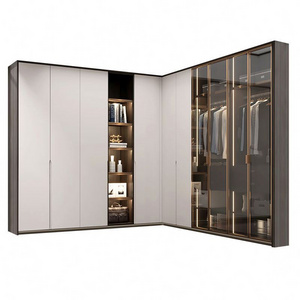 Muebles Home Furniture Modern Wardrobe Bedroom Furniture Wardrobes Wooden Soft Closing Melamine & Mirror Customized Size