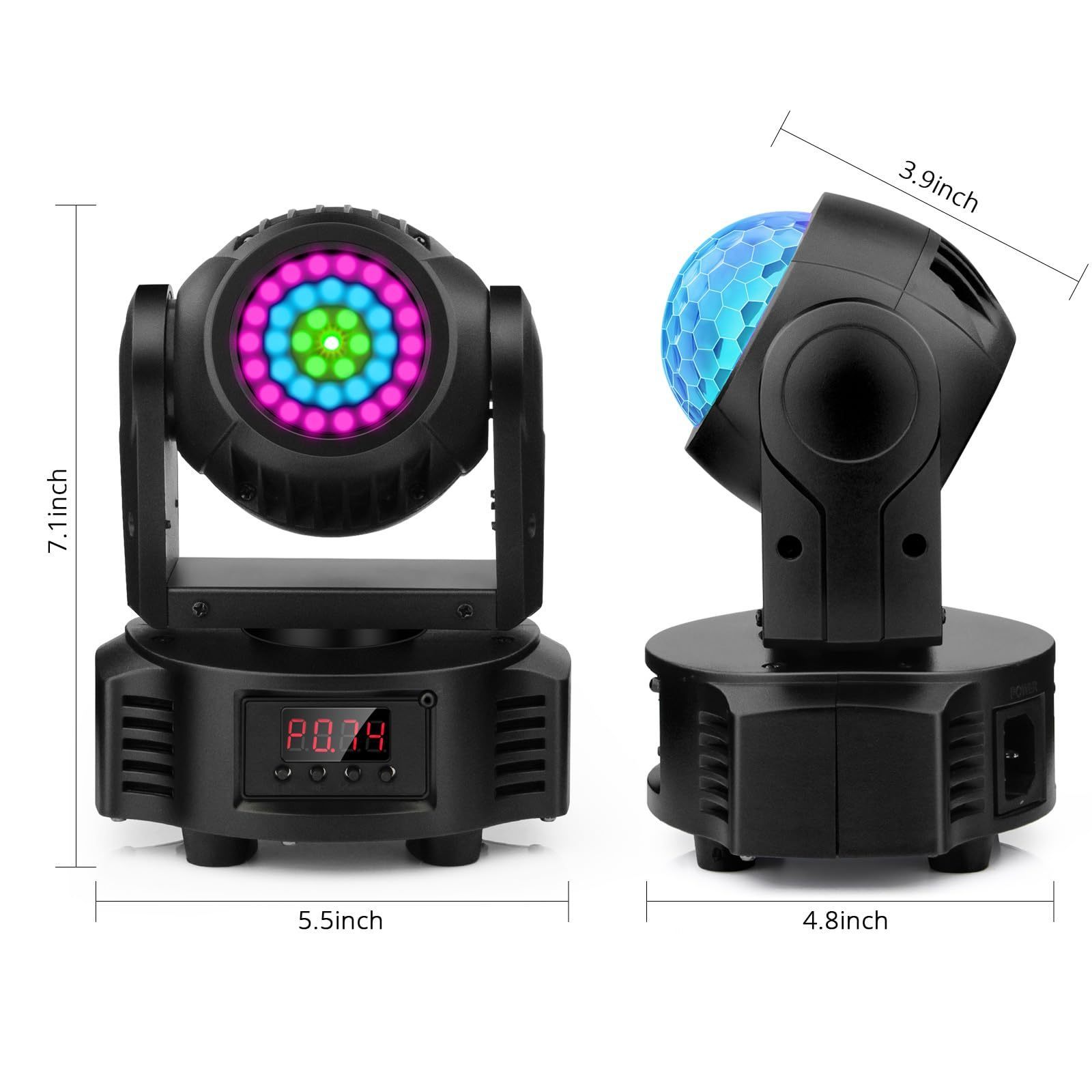 40W Double Sided Disco Ball Strobe and Laser Beams 3 in1 Mini LED Moving Head Light