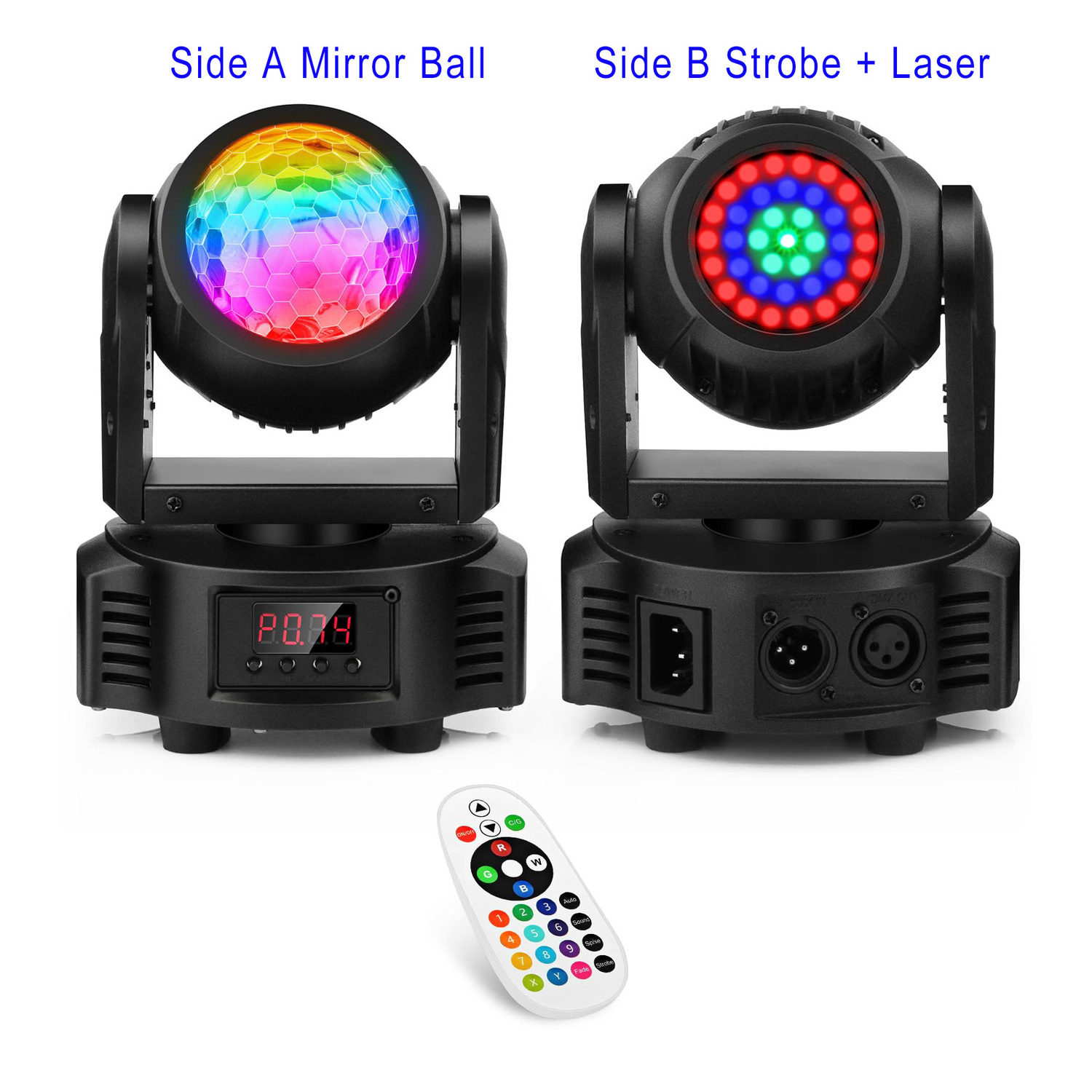 40W Double Sided Disco Ball Strobe and Laser Beams 3 in1 Mini LED Moving Head Light