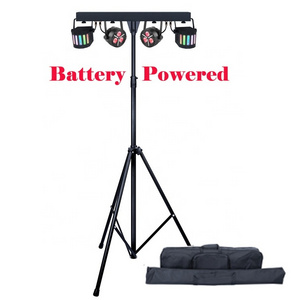 OPPSK LED Par Strobe Derby Light Battery Operated Wireless DJ Lighting Kit Bar with Stand and Carry Bag