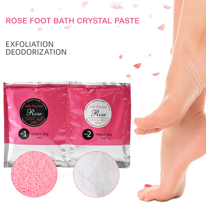 Manufacturer Custom Private Brand Organic Natural Foot Bath Crystal Mud Rose Lavender Lemon Jelly Spa Pedicure Foot Soak