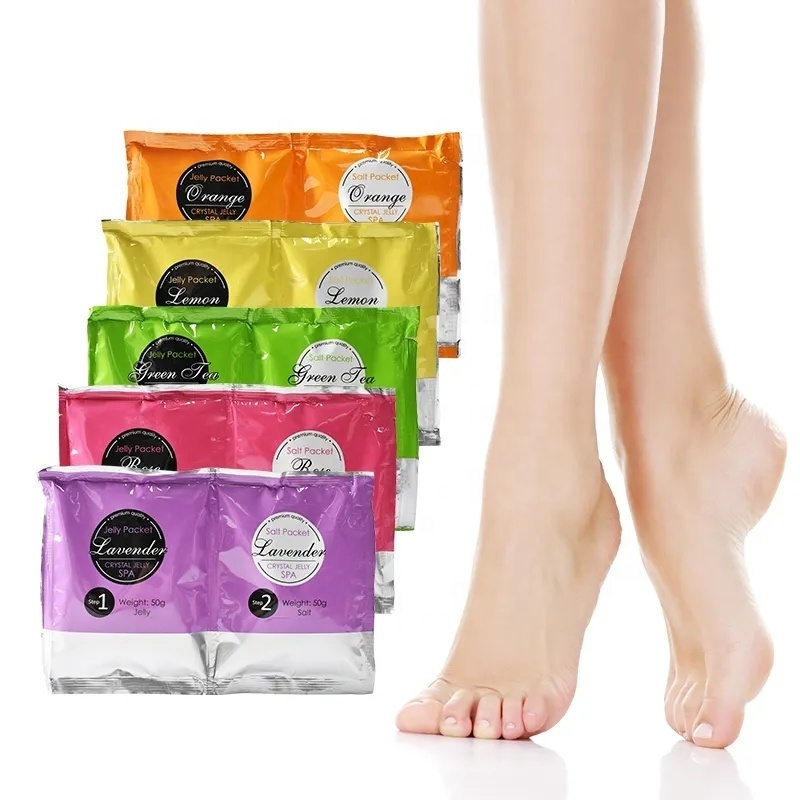 Manufacturer Custom Private Brand Organic Natural Foot Bath Crystal Mud Rose Lavender Lemon Jelly Spa Pedicure Foot Soak