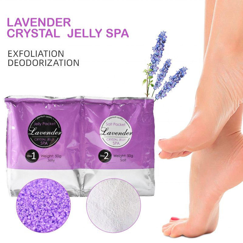 Manufacturer Custom Private Brand Organic Natural Foot Bath Crystal Mud Rose Lavender Lemon Jelly Spa Pedicure Foot Soak