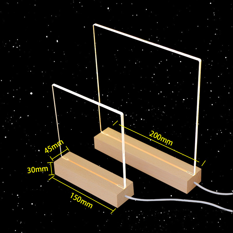 Acrylic Dry Erase Board with Light Up Stand for Desk Clear Desktop Note Memo White Board Notepad Table LED Letter Massage Boards