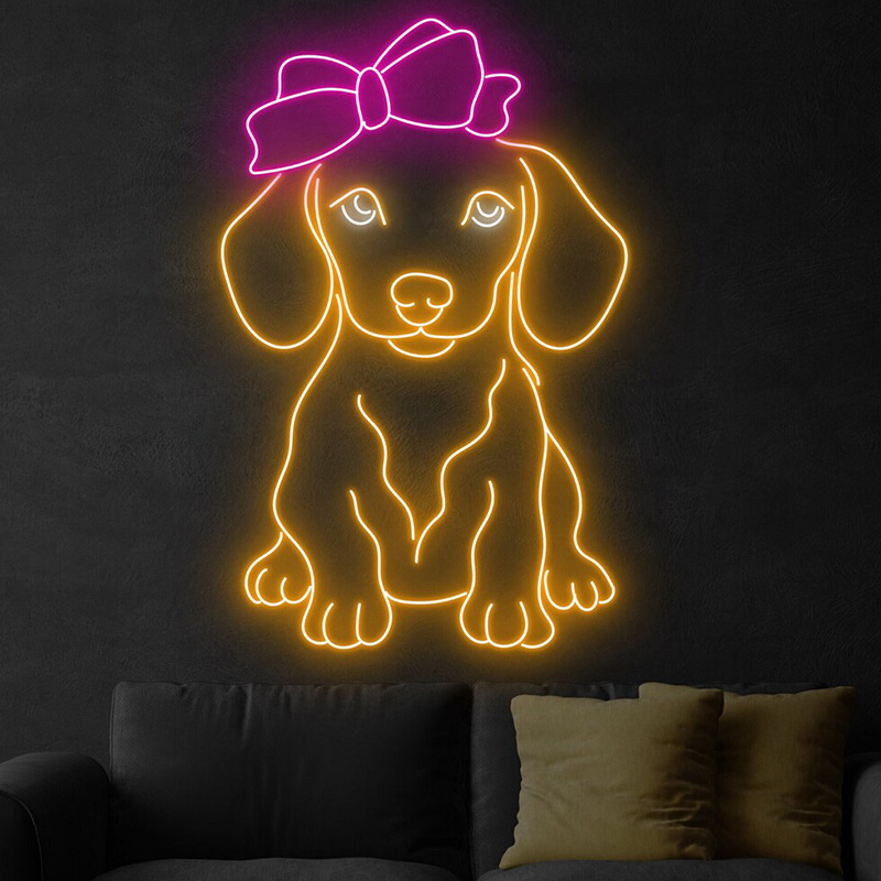 Lovely puppy dogs shape 3d wall decor lamp led neon lamp children gift party wall led sign night light