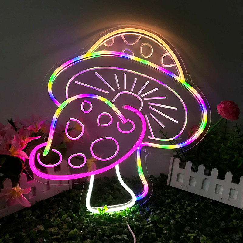 Customized LED Mushroom Neon Light for Gaming Decor USB Powered Neon Wall Decor Light Cute Neon Lights for Bedroom