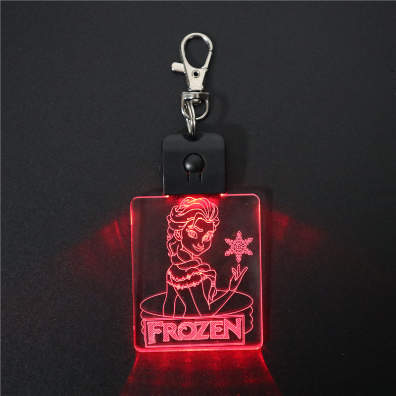 2023 hot fashion cheap Wholesale Colorful change Lights LED Crystal Keychain custom 3D Laser Logo led flashlight keychain