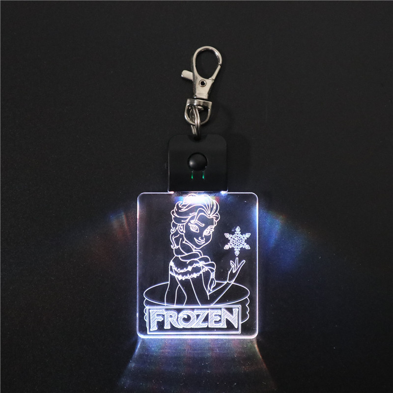 2023 hot fashion cheap Wholesale Colorful change Lights LED Crystal Keychain custom 3D Laser Logo led flashlight keychain