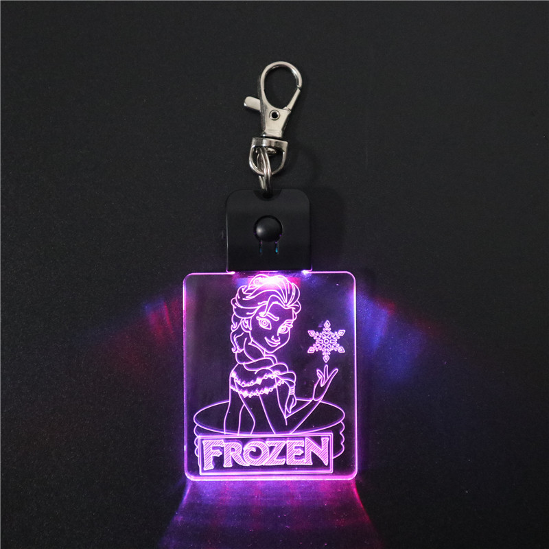 2023 hot fashion cheap Wholesale Colorful change Lights LED Crystal Keychain custom 3D Laser Logo led flashlight keychain