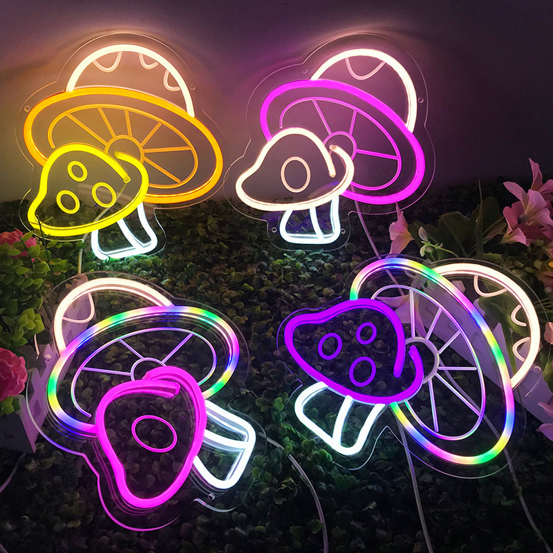 Customized LED Mushroom Neon Light for Gaming Decor USB Powered Neon Wall Decor Light Cute Neon Lights for Bedroom