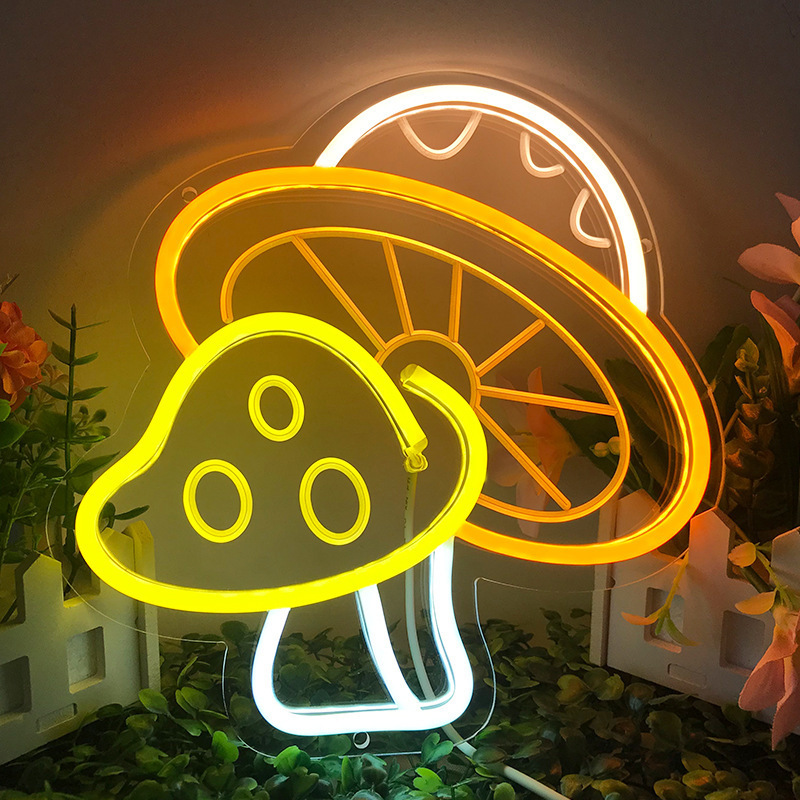 Customized LED Mushroom Neon Light for Gaming Decor USB Powered Neon Wall Decor Light Cute Neon Lights for Bedroom