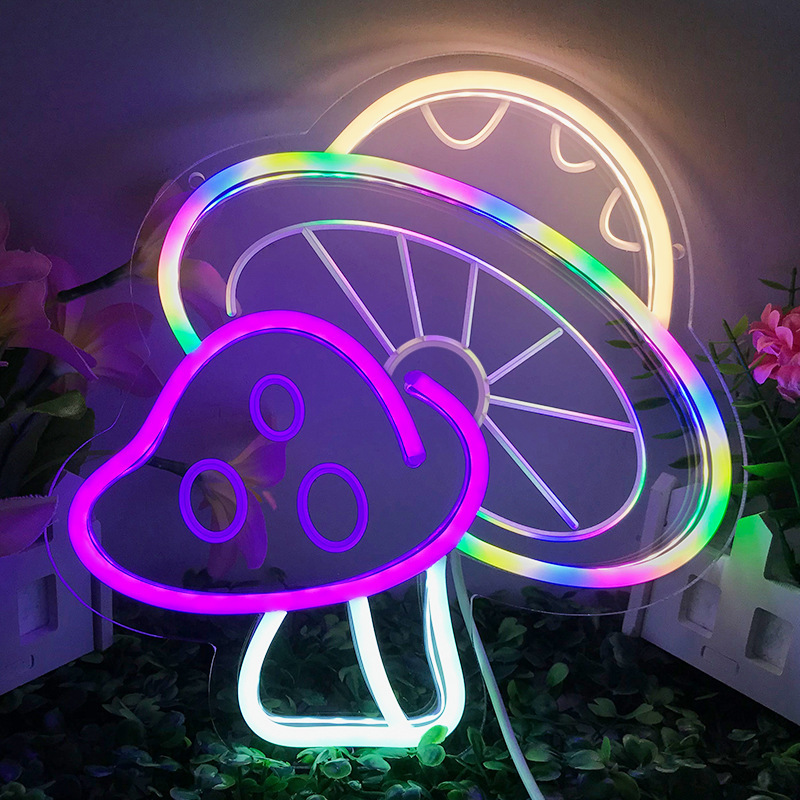 Mushroom Neon Sign Led Light  Night Light 3d Wall Art Signs For Wall  Room Bedroom Decor Holiday Gift For Children Kids Girl