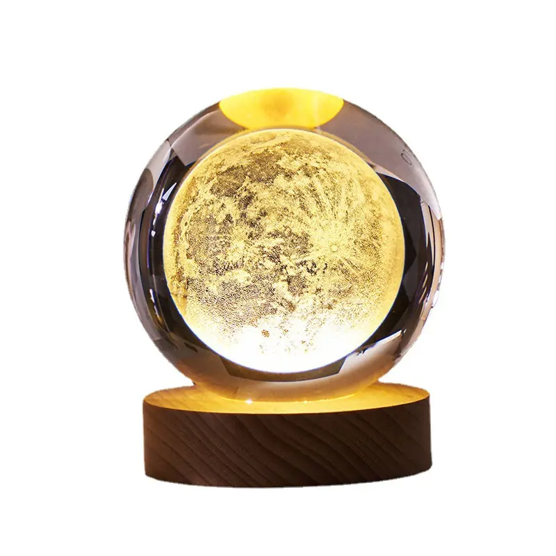 3D Crystal Ball Glass Laser Engraved Miniature Earth Model Sphere Crystal Craft Home Decoration Ornament Globe light