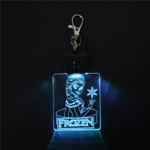 2023 hot fashion cheap Wholesale Colorful change Lights LED Crystal Keychain custom 3D Laser Logo led flashlight keychain