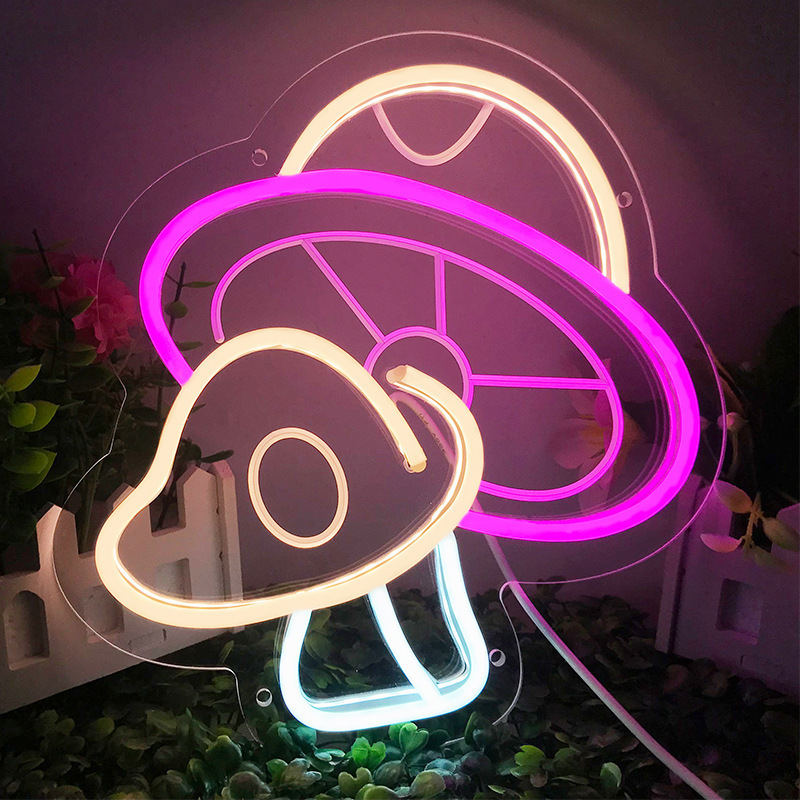 Mushroom Neon Sign Led Light  Night Light 3d Wall Art Signs For Wall  Room Bedroom Decor Holiday Gift For Children Kids Girl