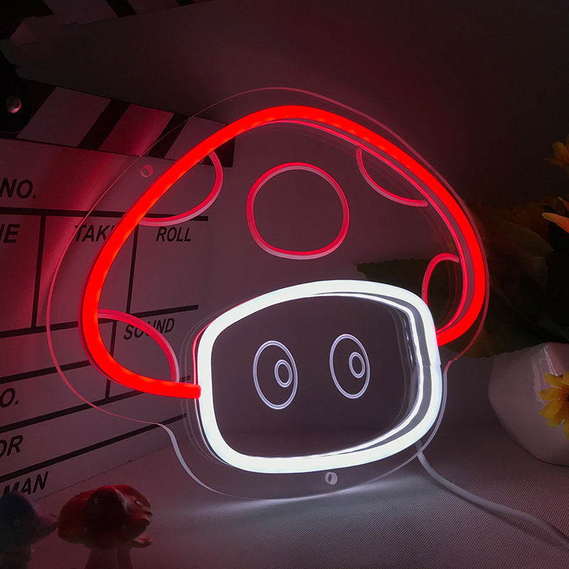 T Custom Wall Decor Mushroom Neon Sign LED  Neon Light Sign USB Powered Wall Neon Light up Sign for Bedroom