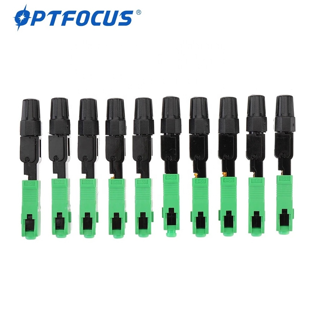 Factory Price Fiber Optic Patch Cord Pigtail SC/PC APC Fast Connector FTTX Fiber Adapter & Connectors Green, Blue 60 Mm OPTFOCUS