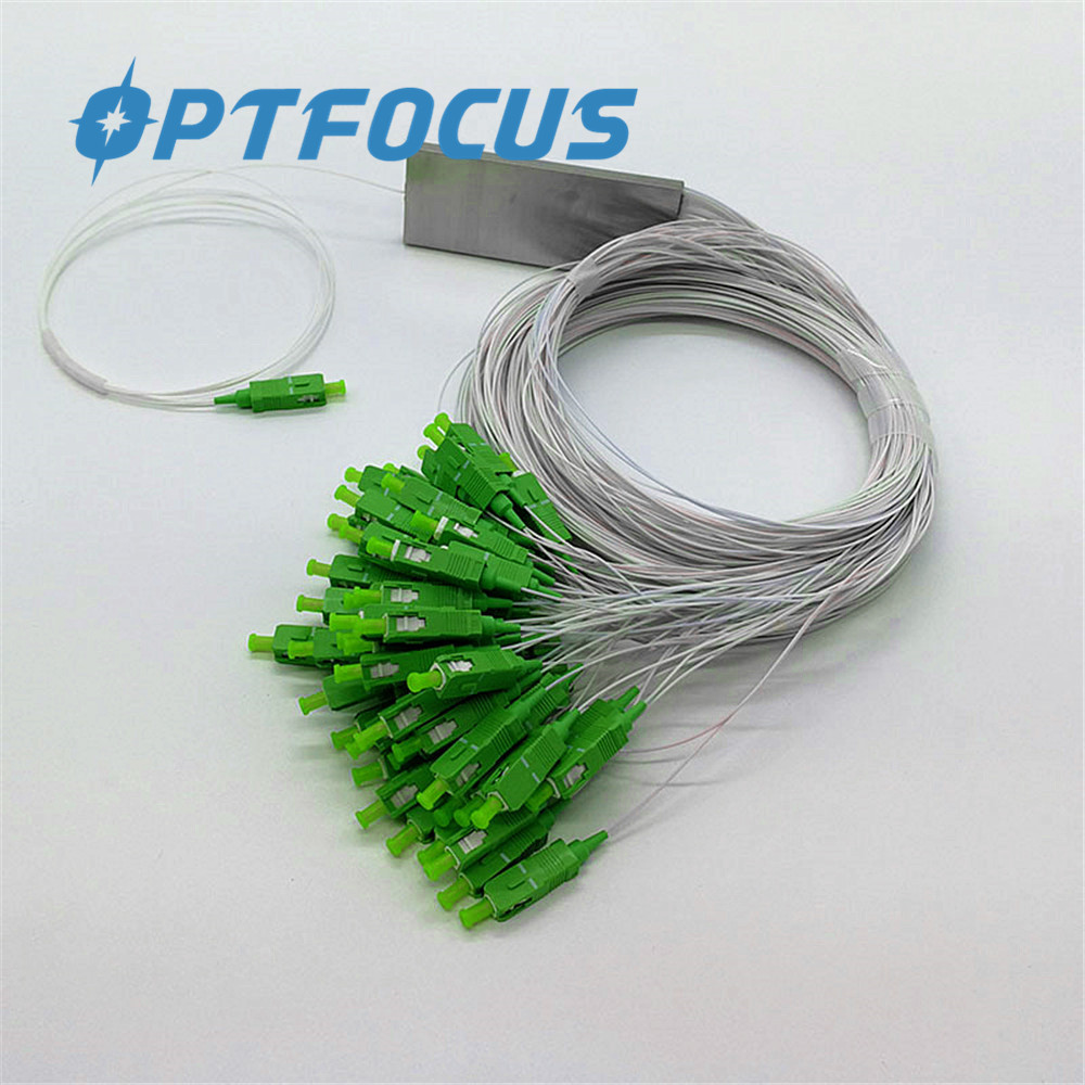 1x2 1x4 1x8 1x16 1X32 1X64 Optical Fiber With SC/APC Connector Steel Tube Type PLC Splitter