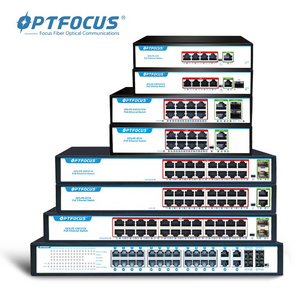 Factory OEM/ODM POE Network Switch 4 8 16 24 port 10/100M ethernet fiber switch POE gigabit with 2 SFP ports