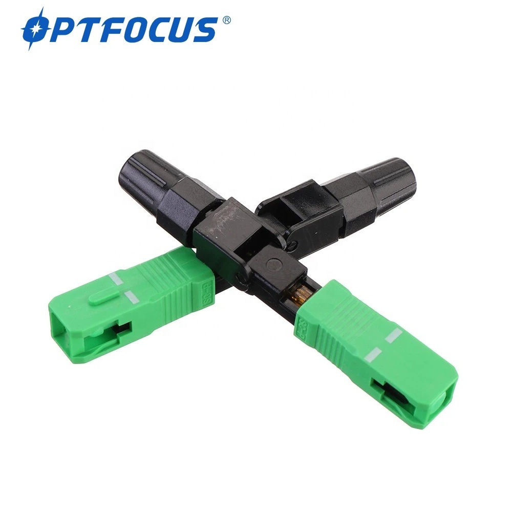 Factory Price Fiber Optic Patch Cord Pigtail SC/PC APC Fast Connector FTTX Fiber Adapter & Connectors Green, Blue 60 Mm OPTFOCUS