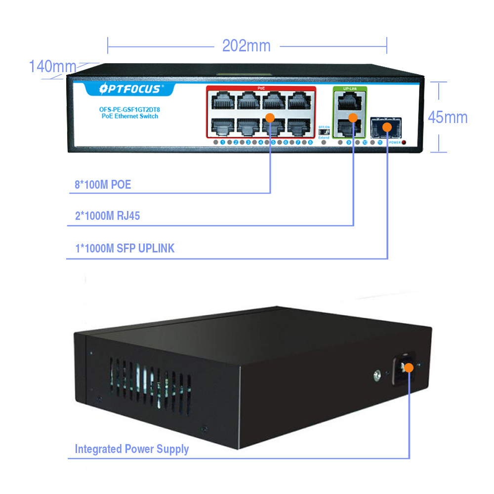 OEM ODM  Cctv Network 4 8 16 24 32 48 Port Gigabit Ethernet Poe Switch 48v 10/100/1000m For  Ip Camera