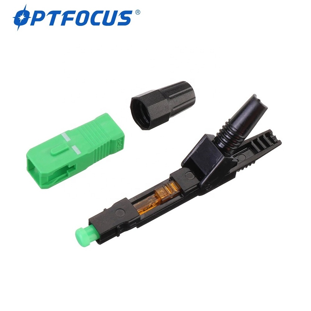 Factory Price Fiber Optic Patch Cord Pigtail SC/PC APC Fast Connector FTTX Fiber Adapter & Connectors Green, Blue 60 Mm OPTFOCUS