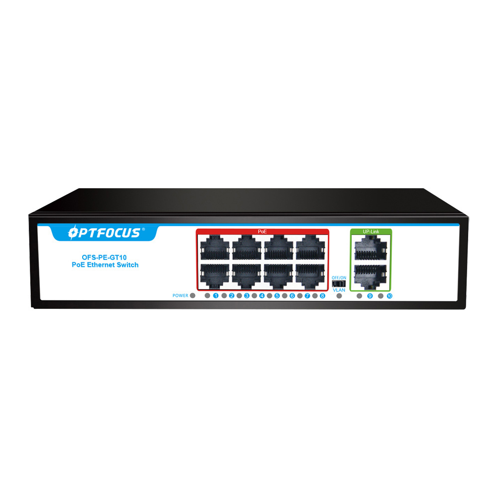 Factory OEM/ODM Gigabit Ring Fiber Optic Switch 8*1000mbps POE Port,2*1000mbps Uplink Port