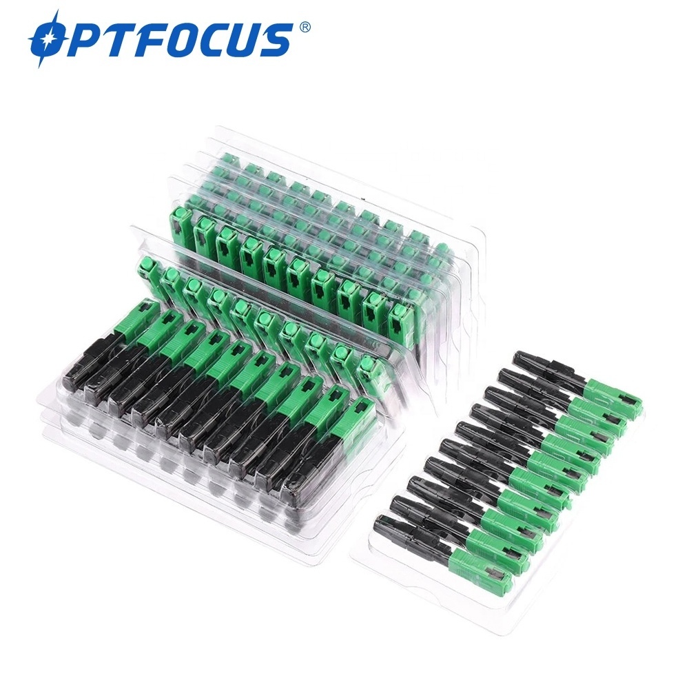 Factory Price Fiber Optic Patch Cord Pigtail SC/PC APC Fast Connector FTTX Fiber Adapter & Connectors Green, Blue 60 Mm OPTFOCUS