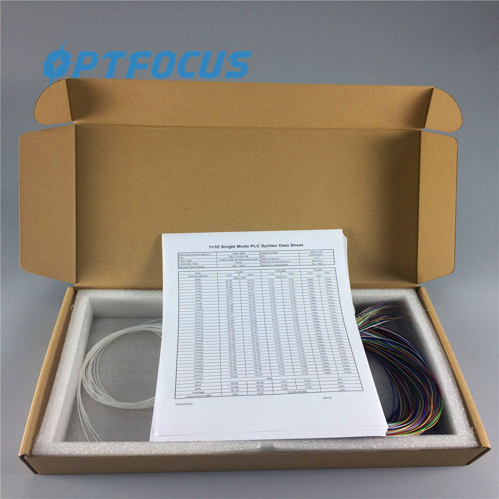 1x2 1x4 1x8 1x16 1X32 1X64 Optical Fiber With SC/APC Connector Steel Tube Type PLC Splitter