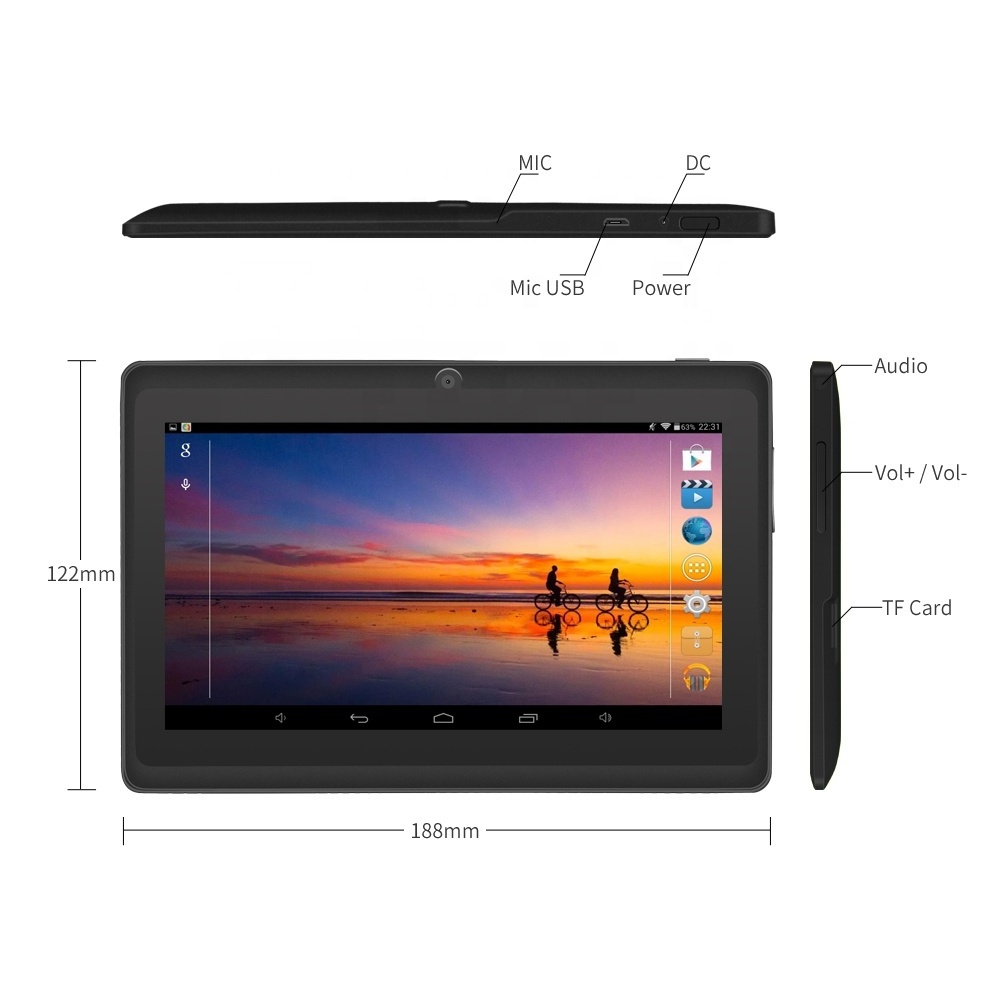 Factory Direct Sales ultra thin 7 inch a33 allwinner tablet for kids