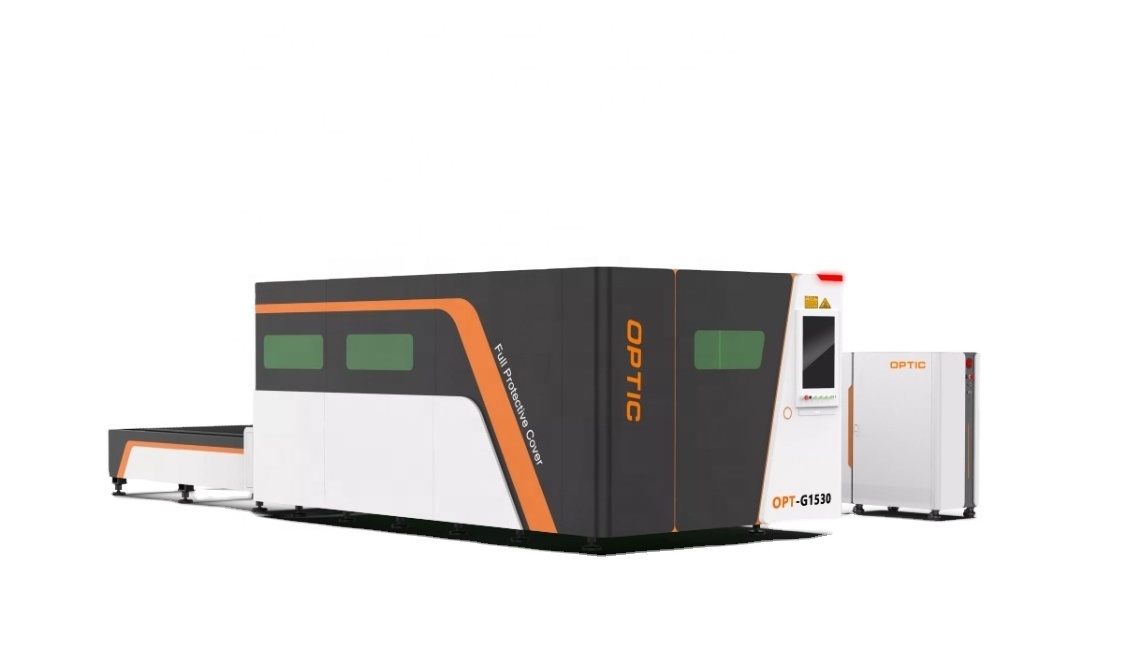 PROTECTORMVP | OPTIC LASER Fiber Laser Cutter 4000W Full Closed Exchange Table Metal Steel Laser Cutting Machine