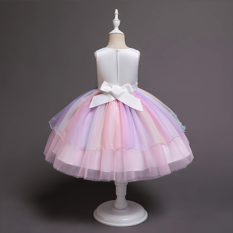 Kids Puffy Tulle Dresses Child Birthday Party Baby Girl Holiday Fashion Tulle Flower Girl Dresses Party Summer Dress For Girls K