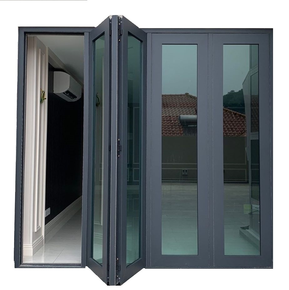 Exterior aluminium bi folding glass door design / accordion sliding patio folding doors