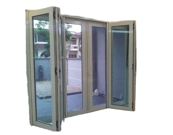 USA Commercial Residential Lowes Glass Transparent Long Aluminum Bi Folding Accordion Bifold Sliding Exterior Door With Locks