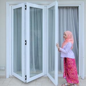 OEM Home Sound Insulated Aluminum Interior Fold Low E Glass Bi Folding Door Modern Exterior Door accordion doors folding