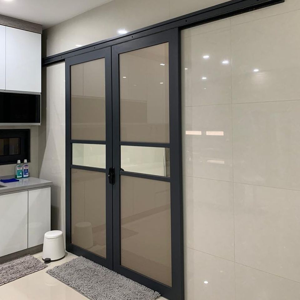 Customized Aluminium Pocket Glass Sliding Door System Trackless Sliding Door Hidden Sliding Door