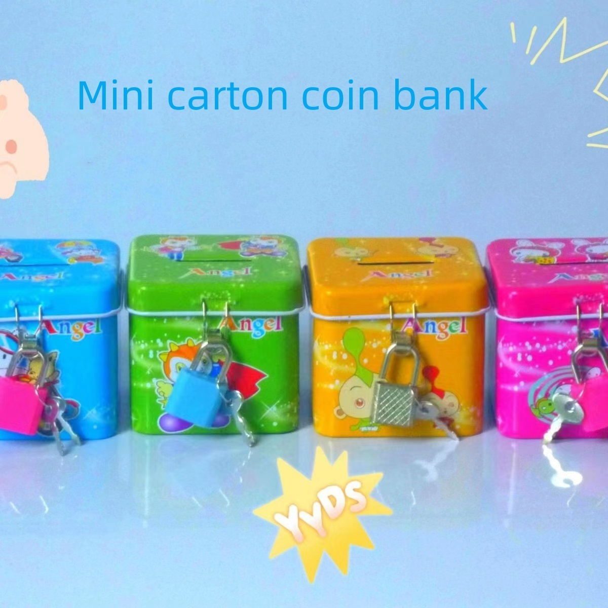 New Style Mini Metal Tin Can Coin Bank For Kids Money Saving Piggy Bank With Lock