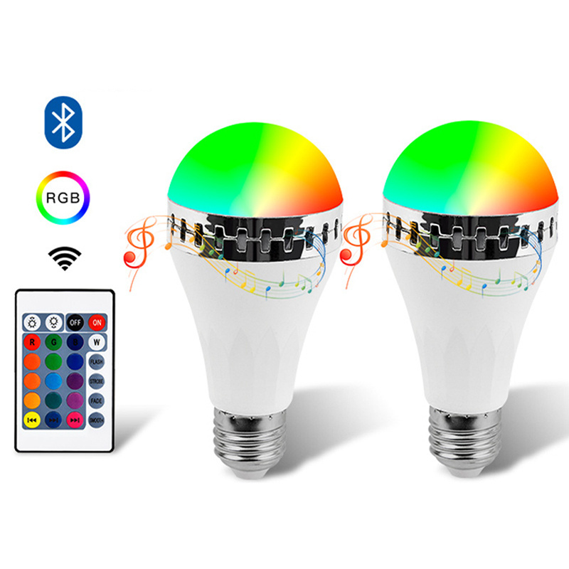 Smart RGB E27 Blue tooth LED Music Bulb Audio BT Speaker Lamp Color Changeable Remote Control Dimmable LED Wireless Light Bulb