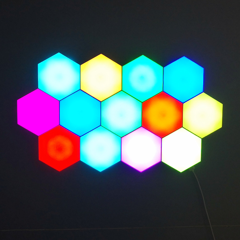 Holiday Lighting Outdoor Modern Bedroom RGB DIY Dimming Touch Sensitive Remote Control Hexagonal Lighting Indoor LED Wall Light