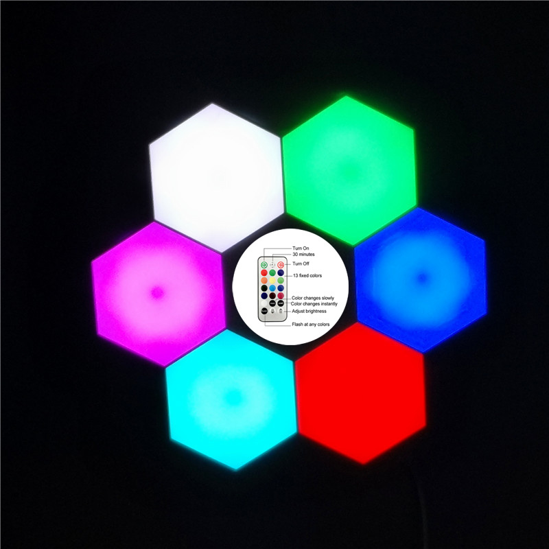 Holiday Lighting Outdoor Modern Bedroom RGB DIY Dimming Touch Sensitive Remote Control Hexagonal Lighting Indoor LED Wall Light