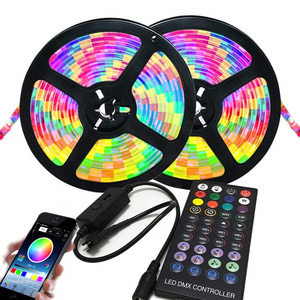 Waterproof Flowing Flexible Dream Color LED Smart Strip Light RGBIC Remote Bluetooth Phone APP Control Controller USB For TV